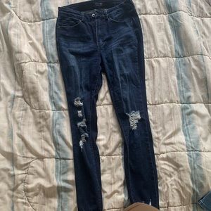 Wax Jeans Dark Wash Ripped Jeans